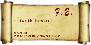 Fridrik Ervin névjegykártya